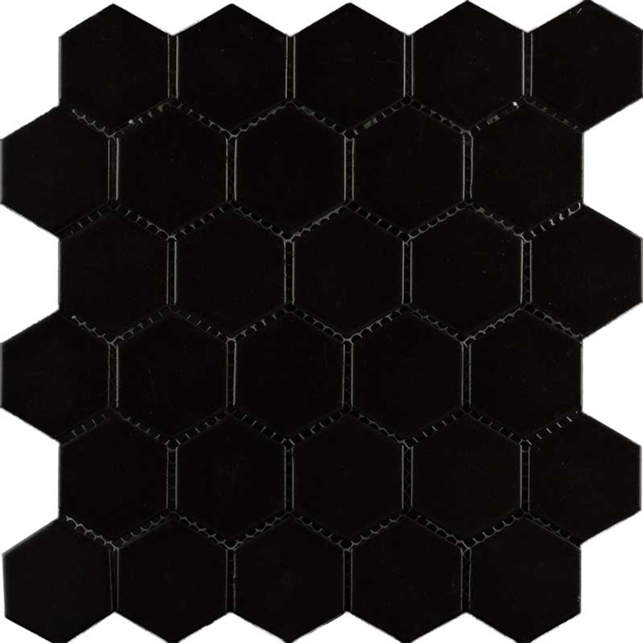 Black Satin Hexagon Mosaic 50mm | Floor and Wall Tiles | Tile Space