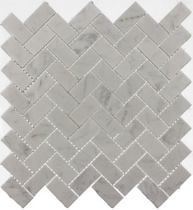 Carrara White Herringbone 23x48mm