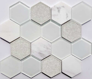 Drama White Hex Mosaic