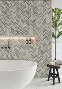 Arctic Tundra Mix Matt Herringbone Mosaic 48mm