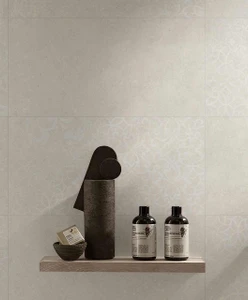 Camilla Cream Decor Matt carries the a warm cream concrete base, finished with a soft, lace-inspired pattern that plays gently across the tile face.The texture is subtle rather than bold, catching light at an angle while still reading as a quiet, neutral surface when viewed from across a room. Perfect as a feature paired with Camilla Cream Gecko 60, this matt decor tile suits bathroom and kitchen walls, splashbacks and feature walls in relaxed, neutral schemes.