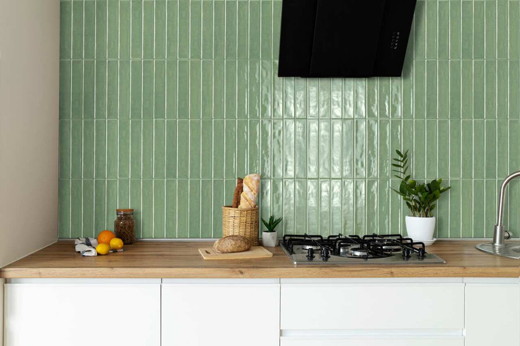 Sienna Jade Green brings a rich, glossy finish with deep tonal variation, adding a striking jewel-toned accent to kitchens, bathrooms and feature walls alike. The elongated format creates bold vertical or horizontal movement across the wall, making a confident, characterful statement on any feature wall. Its deep, saturated hue pairs beautifully with brushed brass fittings, dark cabinetry or crisp white benchtops for a dramatic, luxurious contrast.