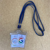 Clear Plastic Vertical ID Badge Holders with Blue Lanyards for review cards