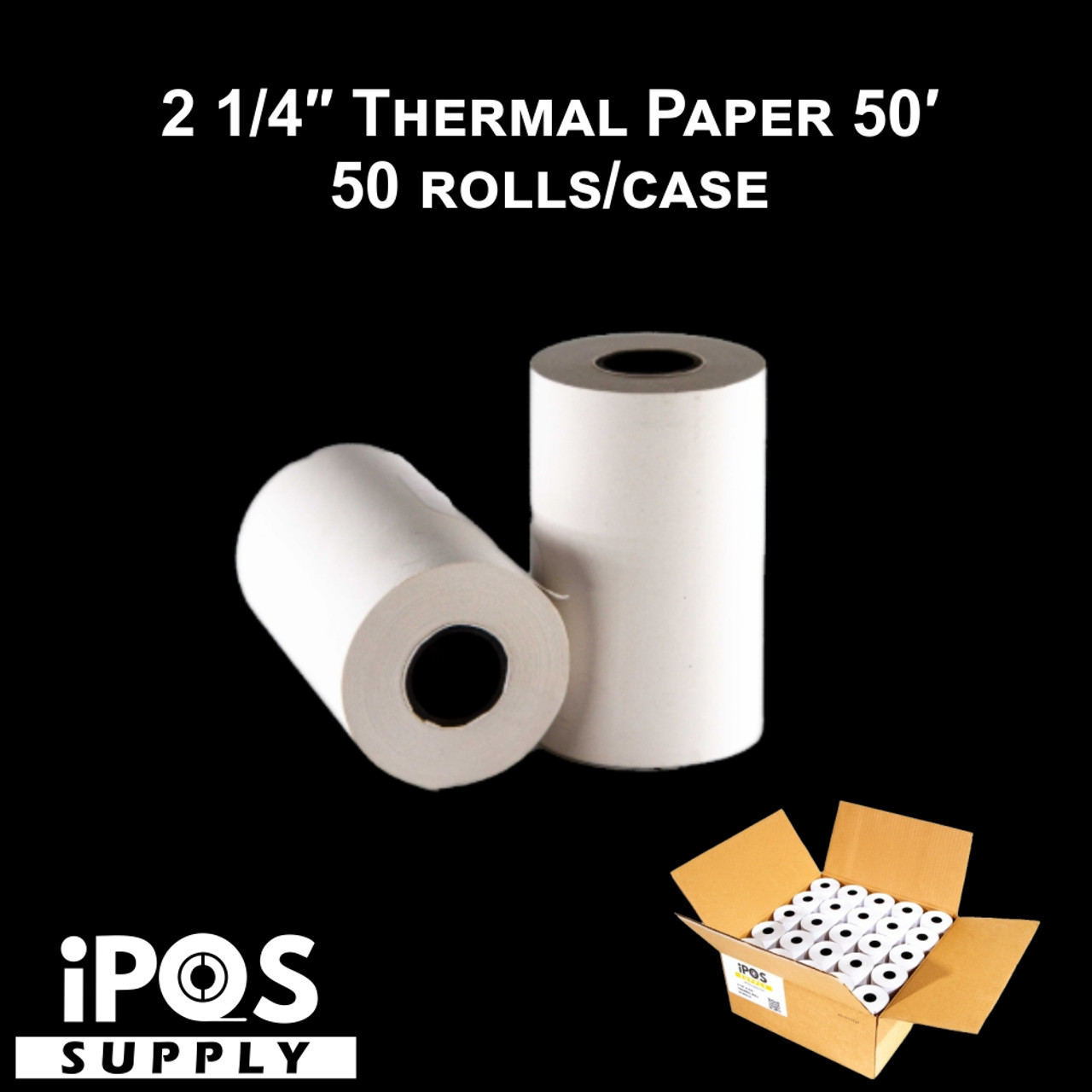 2 1/4 x 50' Thermal Paper - 50 Rolls - 58mm x 15m