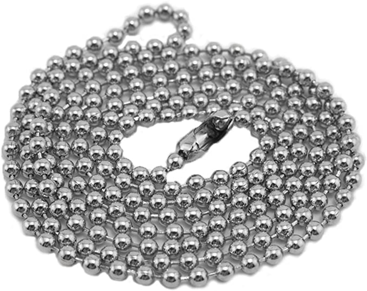 Nickel Plated Beaded Neck Chain ID Badge Holders - 30 Inch Long
