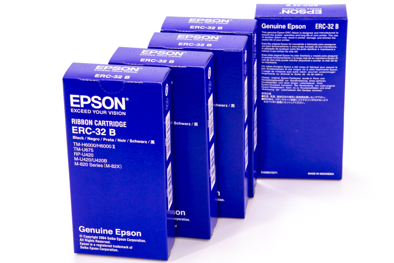 Genuine Epson ERC-32B Black Dot-Matrix Printer Ribbon (E65090)