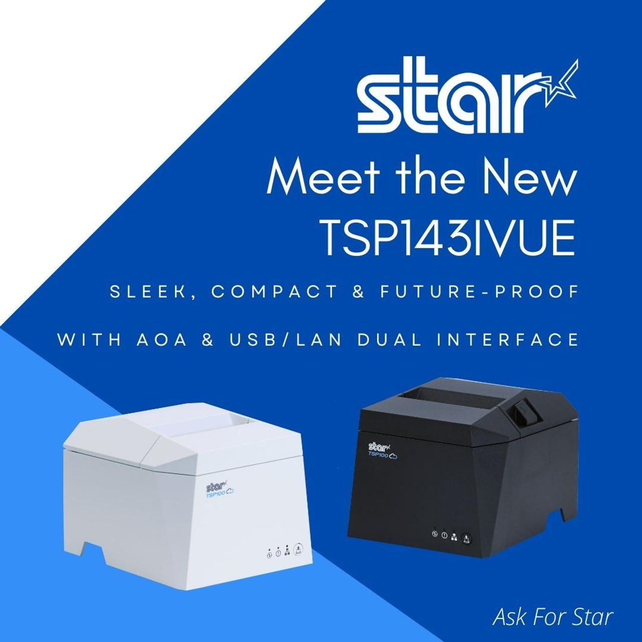 STAR MICRONICS, TSP143IVUE GRY US TSP100IV, THERMAL, CUTTER, USB-C