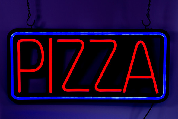 Ultra Bright LED Neon PIZZA Sign 23 inch x 10" inch Red & Blue