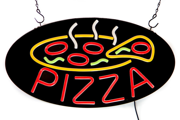 PIZZA Pie Sign Ultra Bright LED Neon 21 inch x 17.5 inch (Green/Red/White/Yellow) IPOS SUPPLY