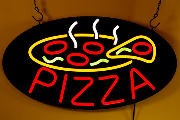 PIZZA Pie Sign Ultra Bright LED Neon 21 inch x 12 inch (Green/Red/White/Yellow) IPOS SUPPLY