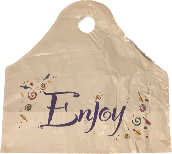 Superwave Carryout Bags, 'Enjoy', Cream, 1.25 Mil, 21in x 19in x 10in (250/case)