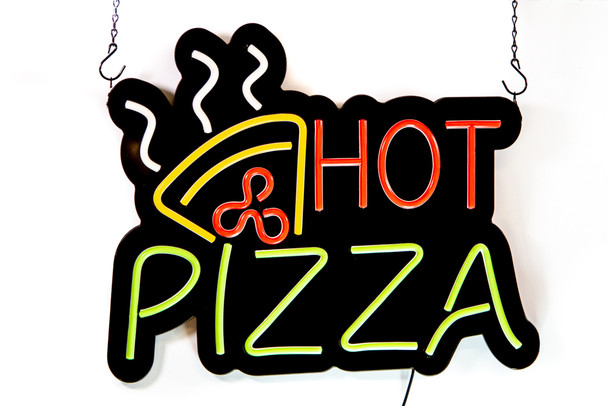 HOT PIZZA Sign Ultra Bright LED Neon 21 inch x 17.5 inch (Green/Red/White/Yellow) IPOS SUPPLY