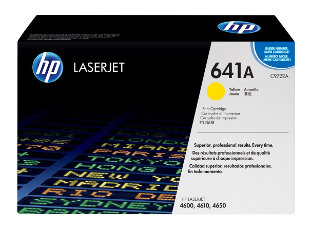 Original HP 641A Yellow Toner Cartridge Works with HP Color LaserJet 4600, 4610, 4650 Series C9722A ipos Supply