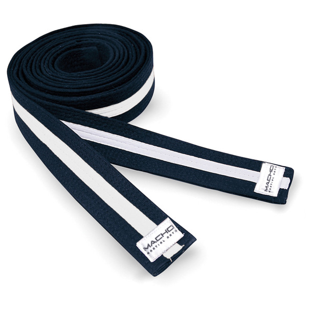 DELUXE 2" BLACK BELT - WHITE STRIPE
