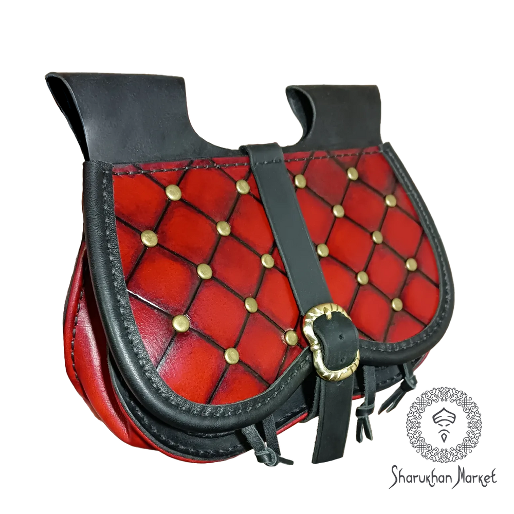 Leather Waist Bag 'Red & Black'