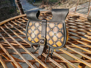 Leather Waist Bag 'Red & Black'