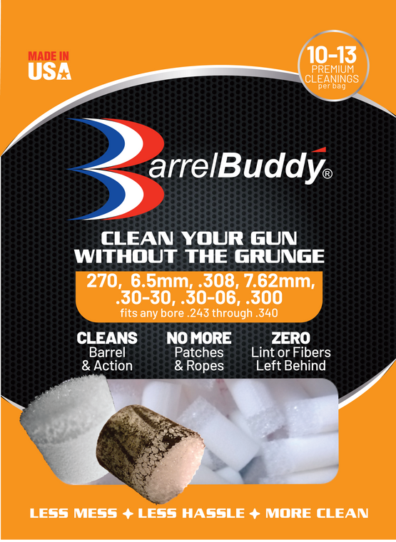 BARRELBUDDY ORANGE - Fits .243, 6mm, .25, .260, .270, .280, 7mm, 7.62mm, .30-30, .308, .30-06, .300, .32