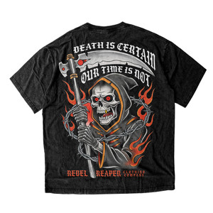 Death Is Certain Reaper T-Shirt - Washed Black - Limited Edition