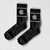 Black Barb Wire Crew Socks with white barbed wire design and premium comfort combed cotton