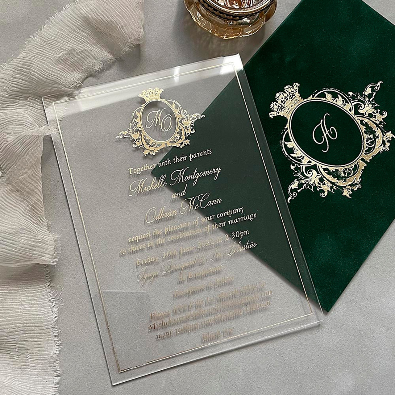 Clear Acrylic Wedding Invitations, Acrylic Invitations With Gold