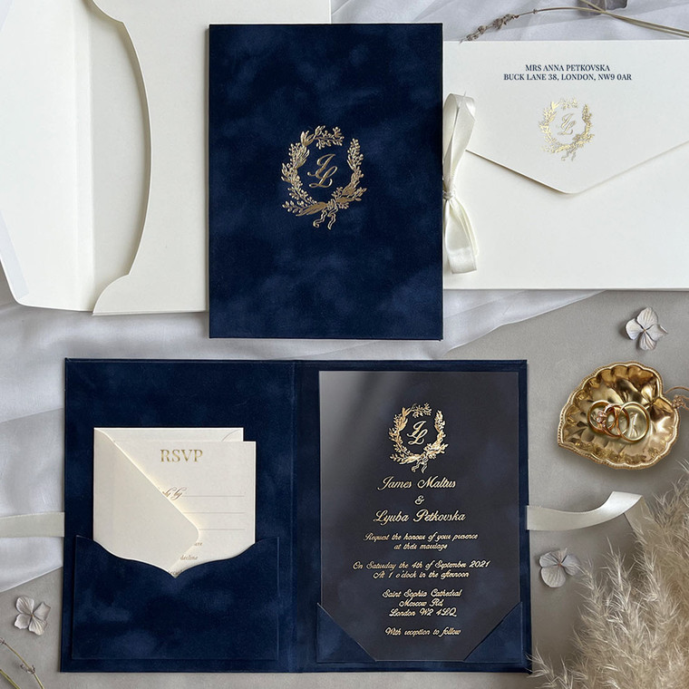 luxury navy wedding invitations us