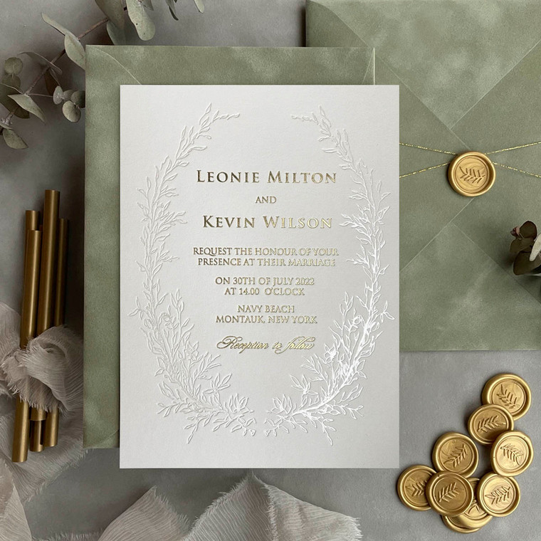 cotton embossed wedding invitations