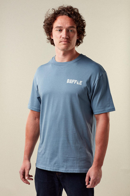 Baffle Haus Flags Tee - Coastal Blue