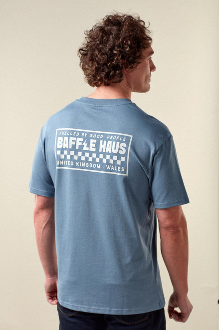 Baffle Haus Flags Tee - Coastal Blue
