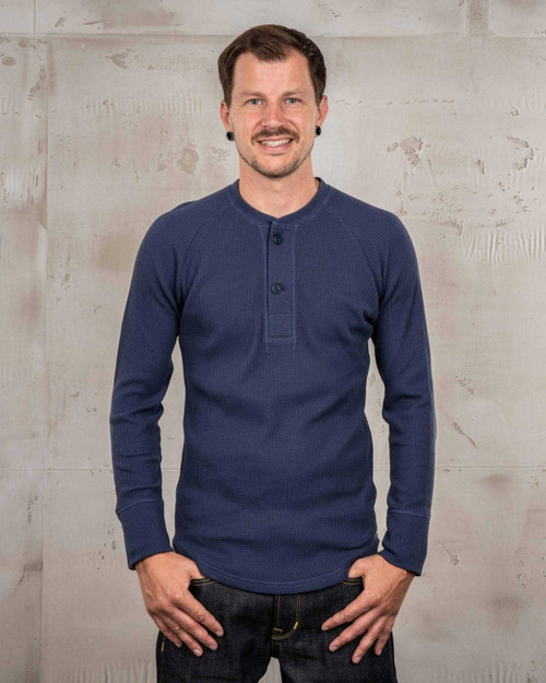 Pike Brothers 1936 Waffle Shadow Blue LS Tee