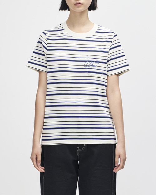 Deus Pierre Stripe Tee - Cream-Blue