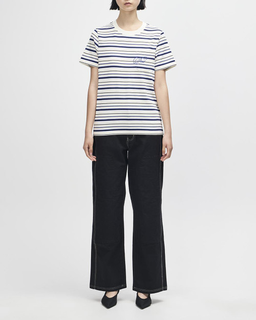 Deus Pierre Stripe Tee - Cream-Blue