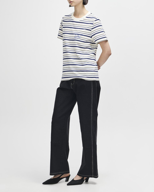 Deus Pierre Stripe Tee - Cream-Blue