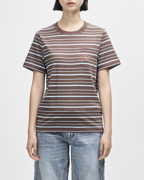 Deus Pierre Stripe Tee - Java Brown-Baby Blue
