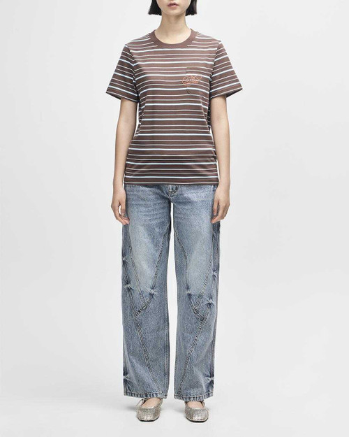 Deus Pierre Stripe Tee - Java Brown-Baby Blue