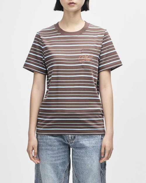 Deus Pierre Stripe Tee - Java Brown-Baby Blue