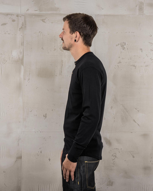 Pike Brothers 1927 Henley Shirt Deep Black LS Tee