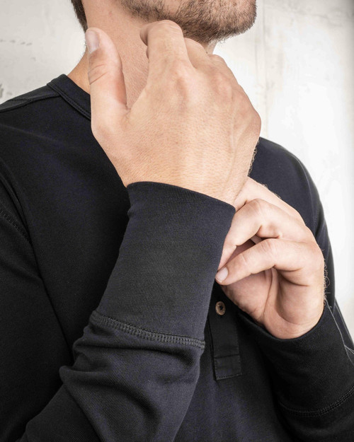 Pike Brothers 1927 Henley Shirt Deep Black LS Tee