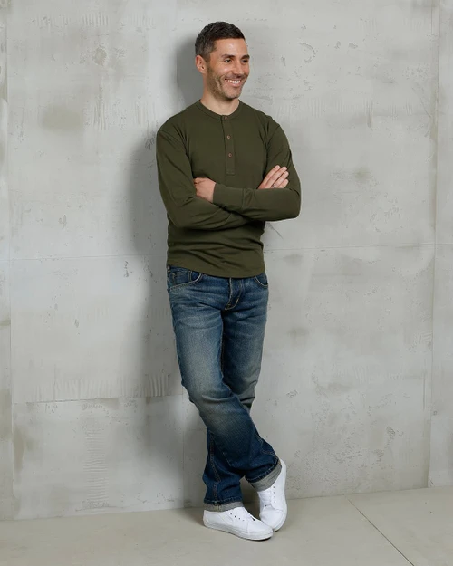 Pike Brothers 1927 Henley Shirt Mojave Green LS Tee