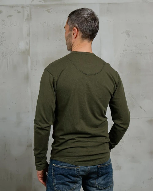 Pike Brothers 1927 Henley Shirt Mojave Green LS Tee