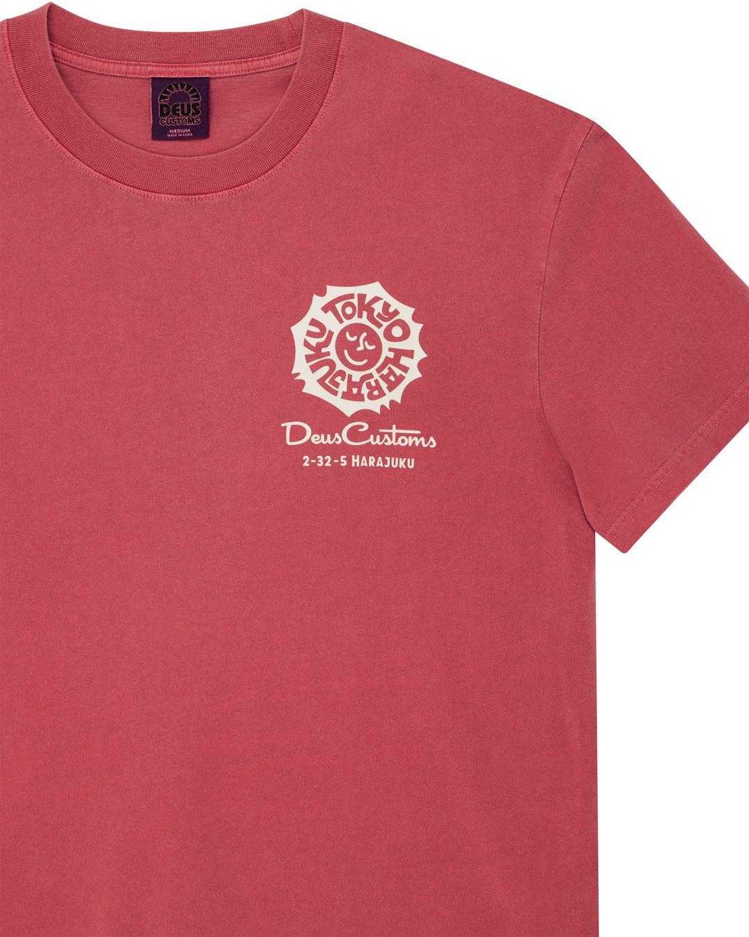 Deus Tokyo Address Tee -26 - Melon Red - Baffle Haus