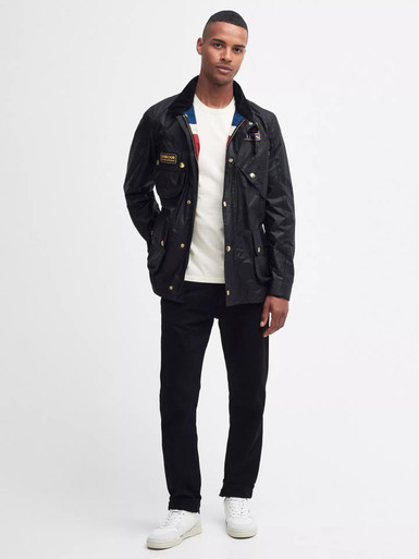 Barbour International Mens Union Jack Waxed Jacket - Black