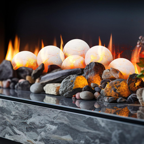 Sasylvia 6 Pcs Ceramic Fire Balls Fireplace, White Round,5 Inch Size