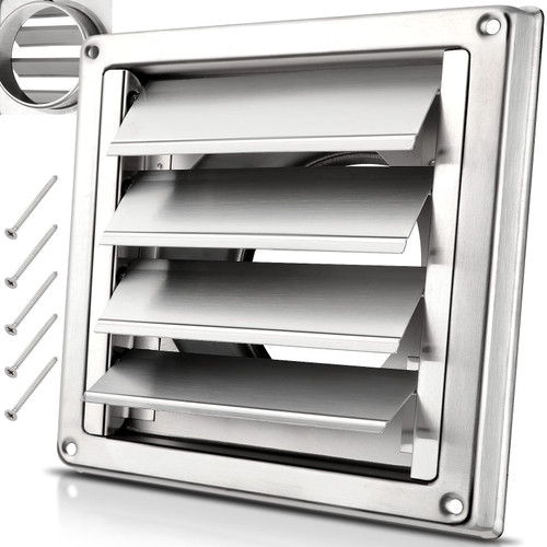 Hydencamm 4" Metal Dryer Vent Cover for Exterior Wall, Stainless Steel