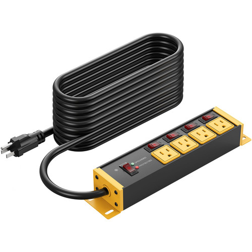 CCCEI 12 Gauge Long Extension Cord, Individual Switches, Yellow, 50FT.