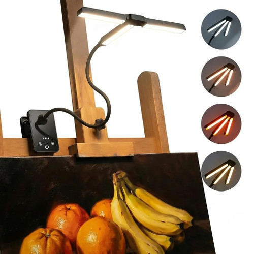 holoith 3 Head Foldable Clip On LED Easel Lamp for Artists