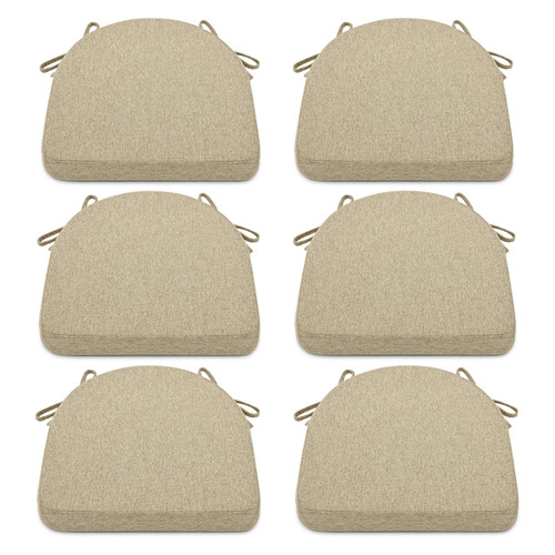 Shinnwa Kitchen Chair Cushions Set of 6, Non-Slip Dining Chair Cushions with Ties and Machine Washable Cover, 6 Pack, 17 x 16.5 x 2in, Natural Linen