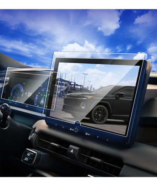 2pcs Only for 2026 2027 RAV4 Limited Screen Protector for 2026 Toyot a RAV4 XSE Limited &2026 RAV4 Hybrid (XSE, GR SPORT) 12.9Inch Accessories Dash & Nav. Tempered Glass Protective Film (NOT FOR 10.5inch)