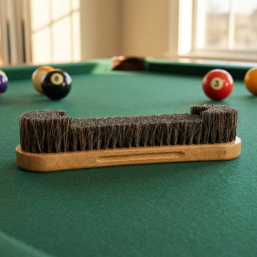 12 Inch Standard Pool Table Brush- Soft Horsehair Bristles Gently Clean Pool Table Felt. Reaches Tight Corners & Pockets. Essential Billiard Maintenance Tool.