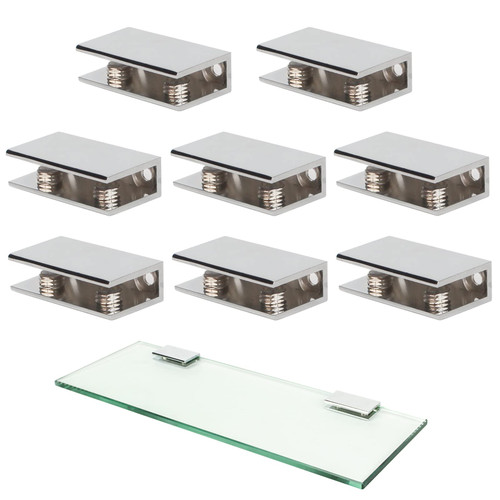 Glass Shelf Brackets Zinc Alloy Glass Clamps for 1/2 Inch (8pcs)