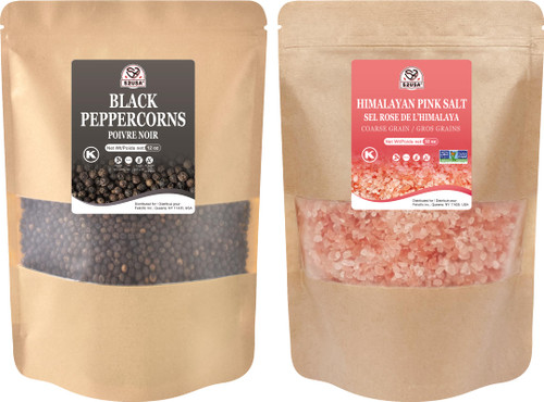 52USA Whole Black Peppercorns 12 Oz + Himalayan Pink Salt 2 LB Coarse Grain